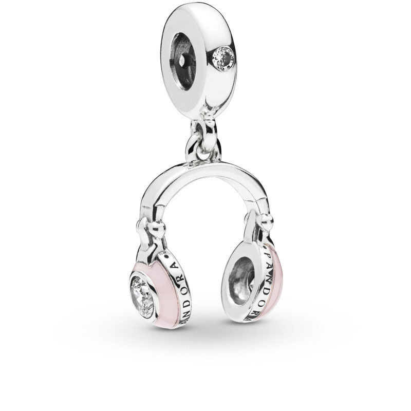 Pandora Pink Headphones Enamel & CZ Dangle Charm image number 1