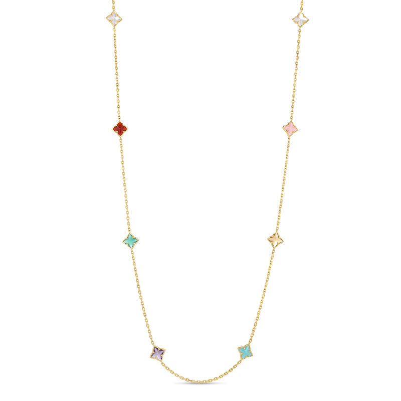 Roberto Coin 18K Yellow Gold Venetian Princess Carnival Mixed Stones Flower Station Necklace image number 0