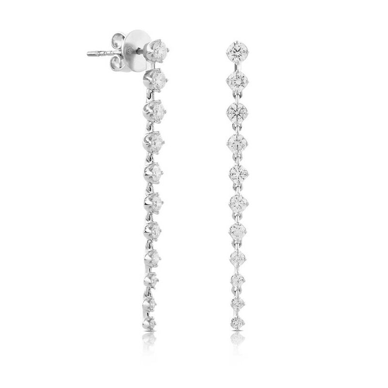 Graduated Diamond Dangle Earrings 14K