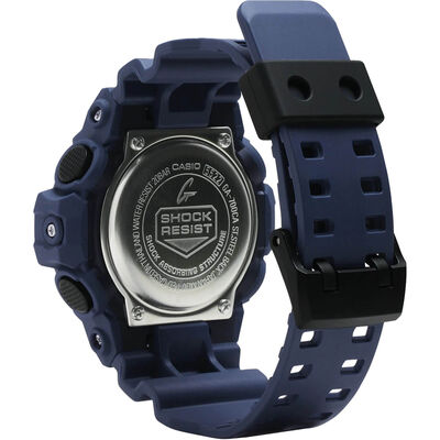 G-Shock Analog Digital Watch Blue Strap Camo Motif Dial, 57.5mm