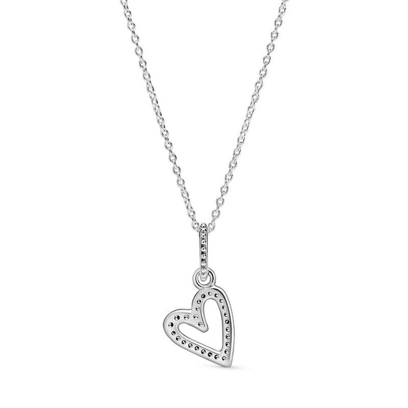 Pandora Sparkling Freehand CZ Heart Pendant Necklace image number 1