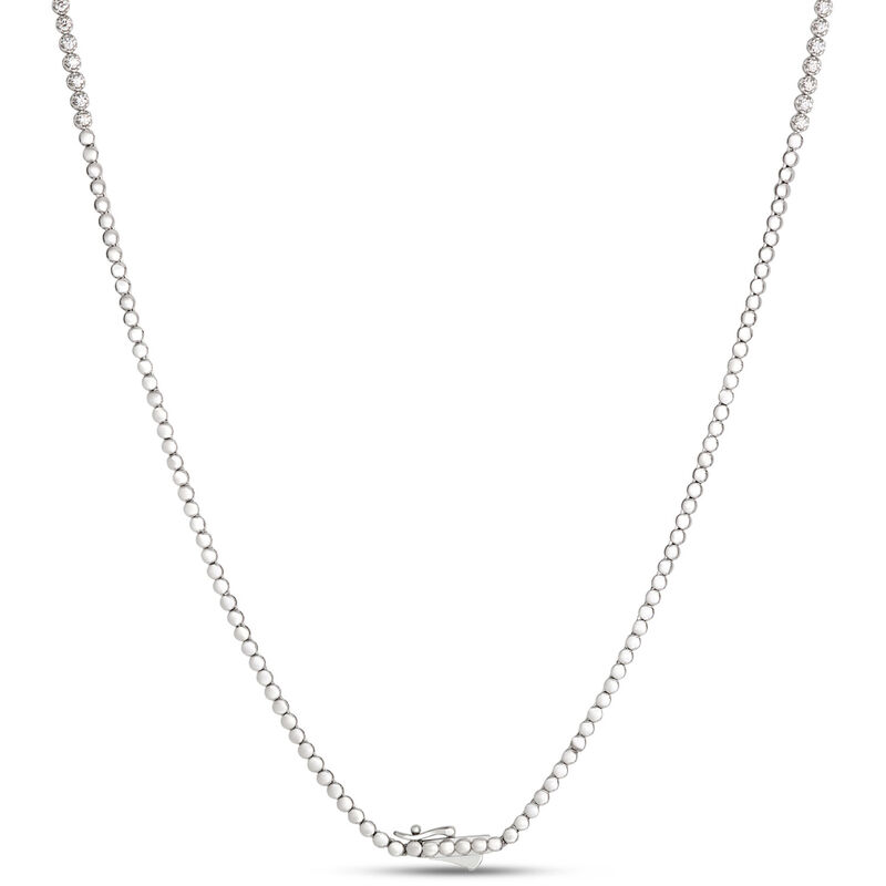 Classic Round Diamond Necklace, 2 Total Carat Weight, 14k White Gold image number 2