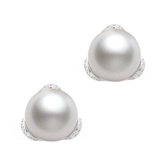 Mikimoto Akoya Cultured Pearl & Diamond Earrings, 8mm, 18K
