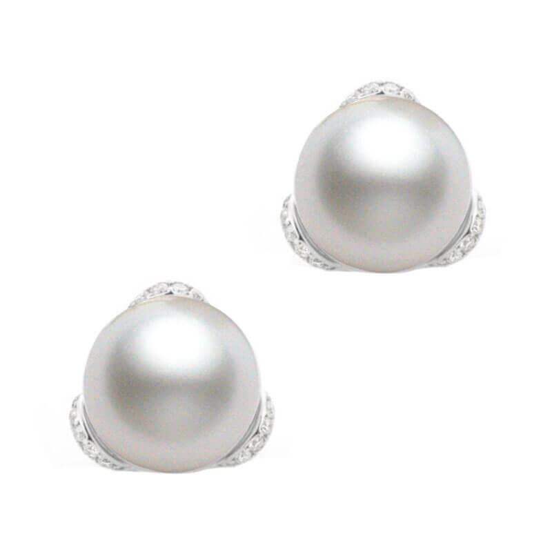 Mikimoto Akoya Cultured Pearl & Diamond Earrings, 8mm, 18K image number 1