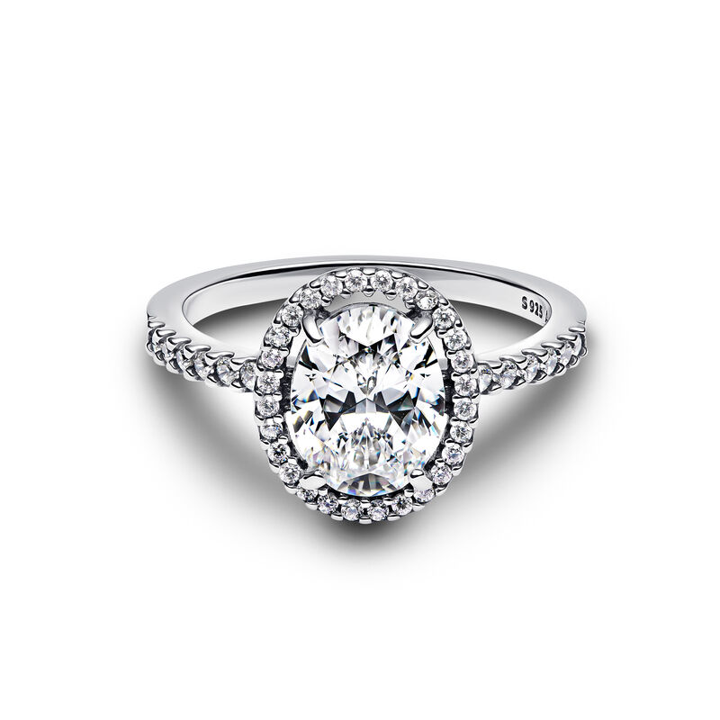 Pandora Oval Sparkling Halo Statement Ring image number 1