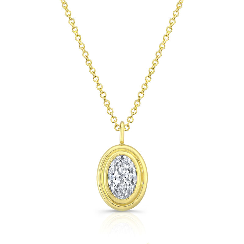 Rahaminov Oval Diamond Double Bezel Pendant, 18K Yellow Gold image number 0