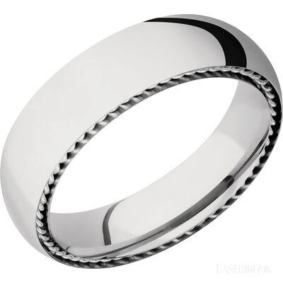 14K White Gold with Polish Finish and 14K White Gold Inlay