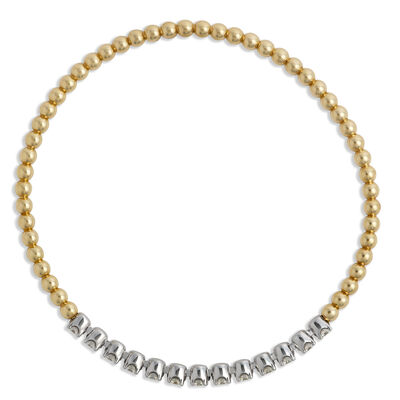 Two Tone Stretchy Diamond Bracelet, 1 Carat Total Weight, 14K White and Yellow Gold