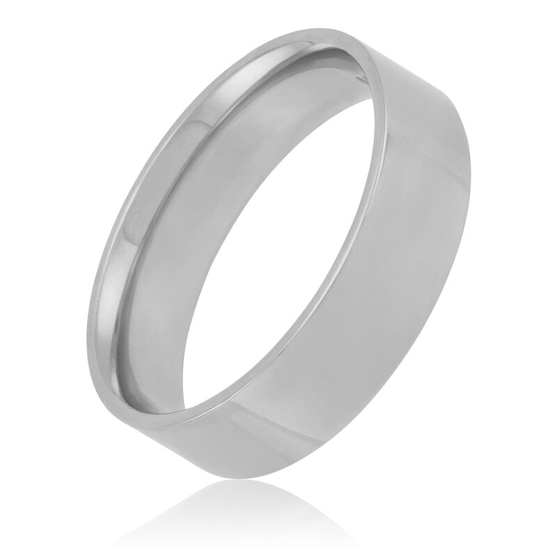 White Gold Polished Pipe Comfort Fit 6mm Band 18K image number 0