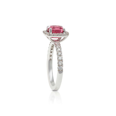Cushion Pink Spinel & Diamond Ring 14K
