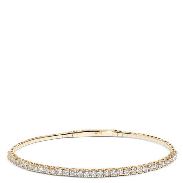 Diamond Flexy Bangle Bracelet, 14K Yellow Gold