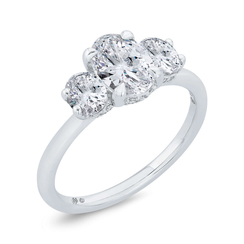 Bella Ponte 3-Stone Oval Cut Diamond Engagement Ring in Platinum image number 1