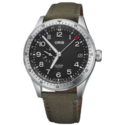 Oris Big Crown ProPilot Timer GMT Black Textile Steel Watch, 44mm