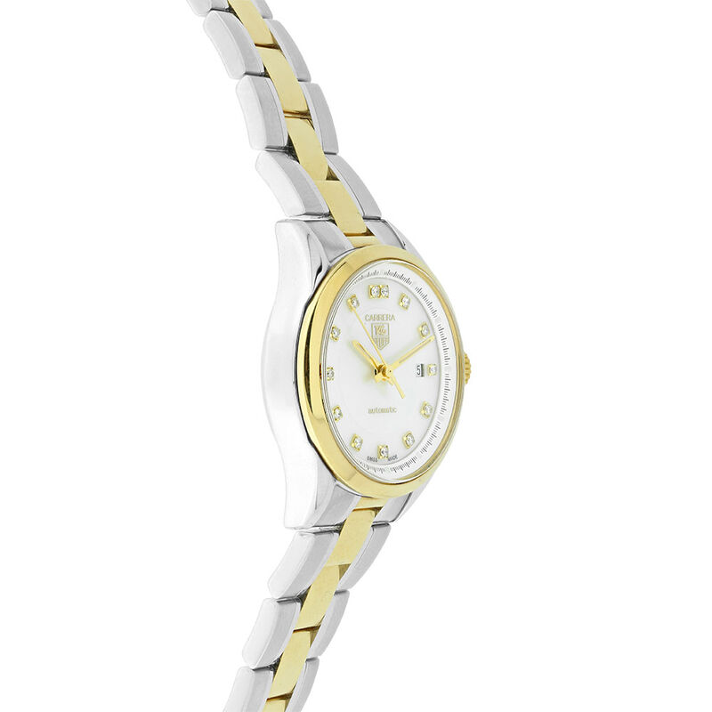 Pre-Owned TAG Heuer Carrera Mother of Pearl Dial Watch, 27mm, 18K & Steel image number 2