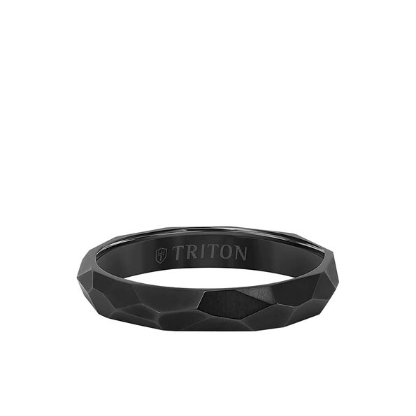 TRITON Faceted Brushed Finish Band in Titanium, 4MM