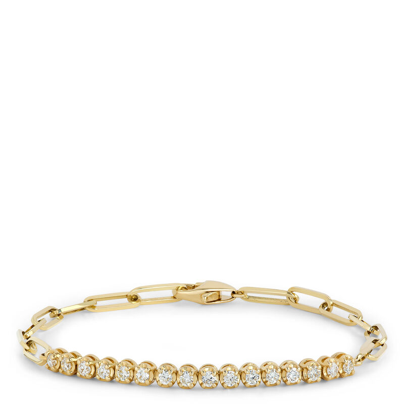 Classic Paperclip Bracelet with Round Diamonds, &frac12; Carat Total Weight, 14K Yellow Gold image number 0