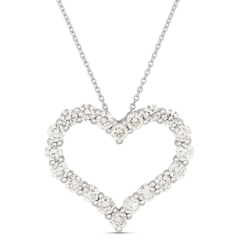 Heart-Shaped Diamond Pendant Necklace in 14K White Gold image number 0