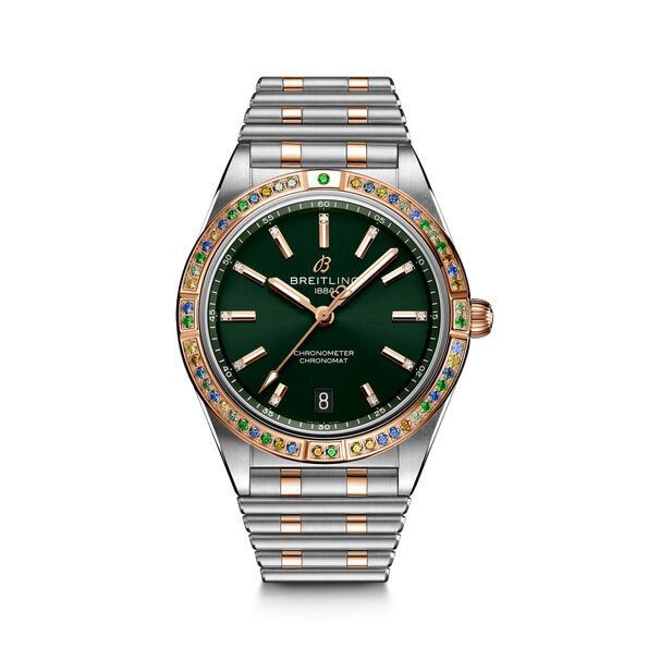 Breitling Chronomat Automatic South Sea Watch Green Dial Steel and 18K Rose Gold Bracelet, 36mm