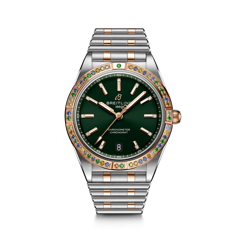 Breitling Chronomat Automatic South Sea Watch Green Dial Steel and 18K Rose Gold Bracelet, 36mm image number 1