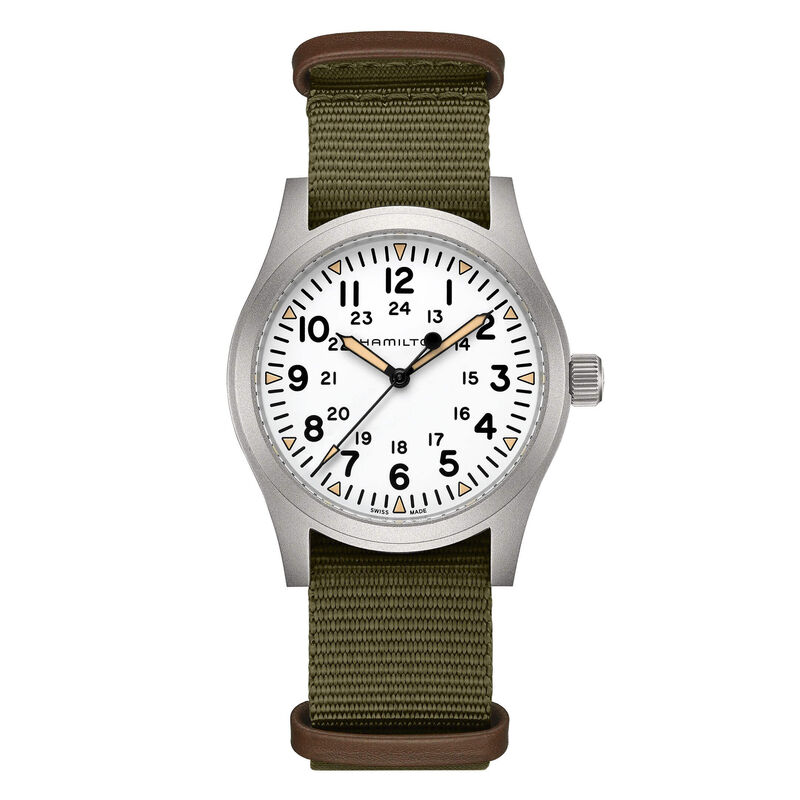 Hamilton Khaki Field White NATO Mechanical Watch, 42mm image number 1