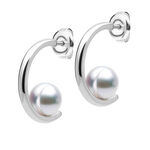 Mikimoto Classic Akoya Cultured Pearl Semi Hoop Earrings 18K