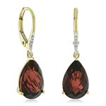 Pear Shaped Garnet & Diamond Earrings 14K