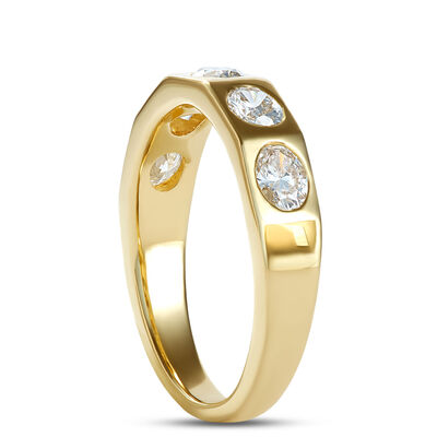 Oval Diamond Band, 1 Carat Total Weight, 14K Yellow Gold