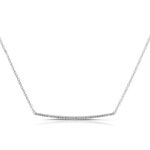 Curved Diamond Bar Necklace 14K