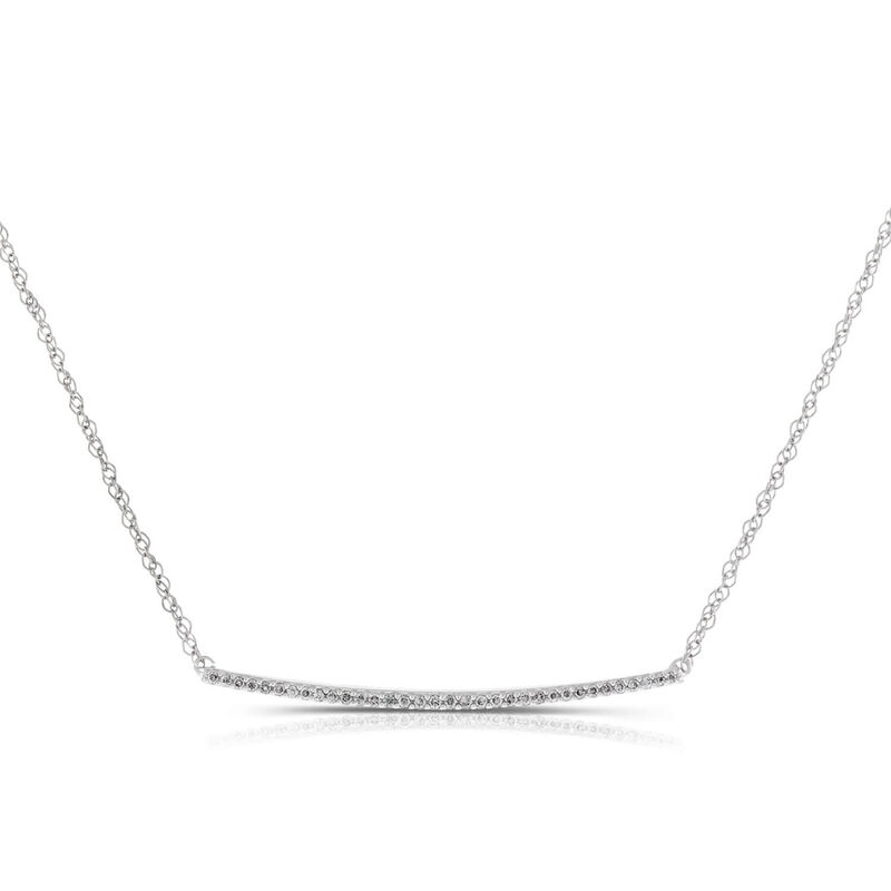 Curved Diamond Bar Necklace 14K image number 1