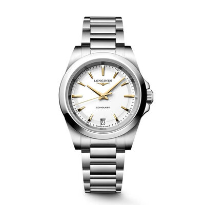 Longines Conquest White Dial Watch, 34mm