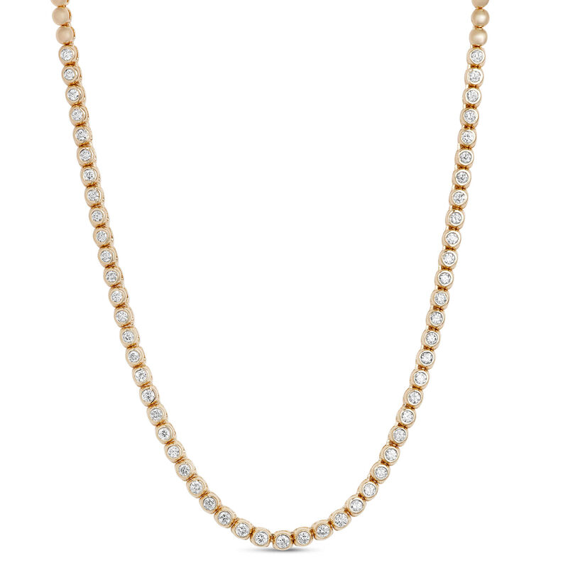 17-Inch Diamond Station Necklace, 14K Yellow Gold image number 1