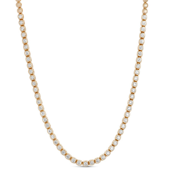 17-Inch Diamond Station Necklace, 14K Yellow Gold