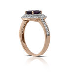 Rose Gold Garnet & Diamond Ring 14K