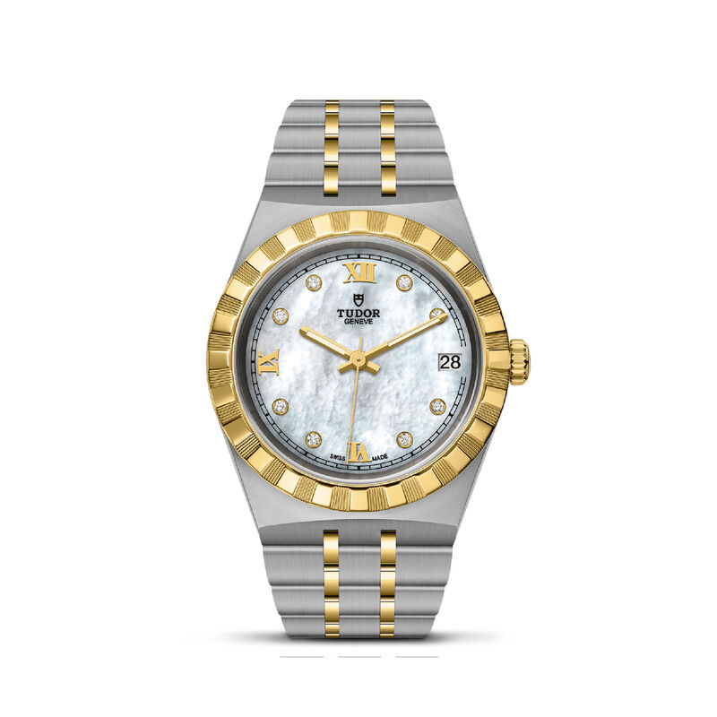 TUDOR Royal Watch Steel Case Gem Set White Dial Steel And Gold Bracelet, 34mm image number 0