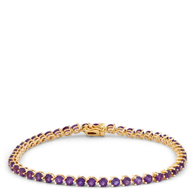 Amethyst Tennis Bracelet, 14K Yellow Gold