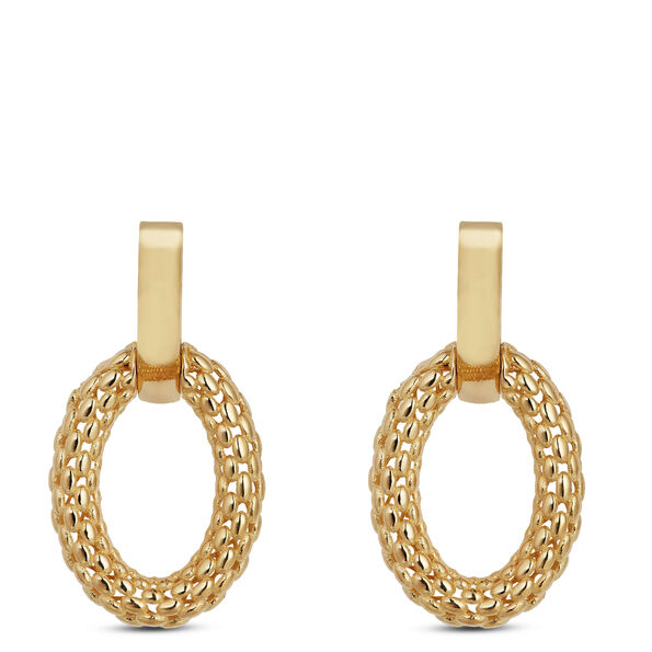 Toscano Oval Doorknocker Drop Earrings, 14K Yellow Gold