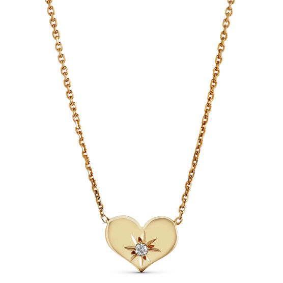 Diamond Heart Disc Necklace 14K