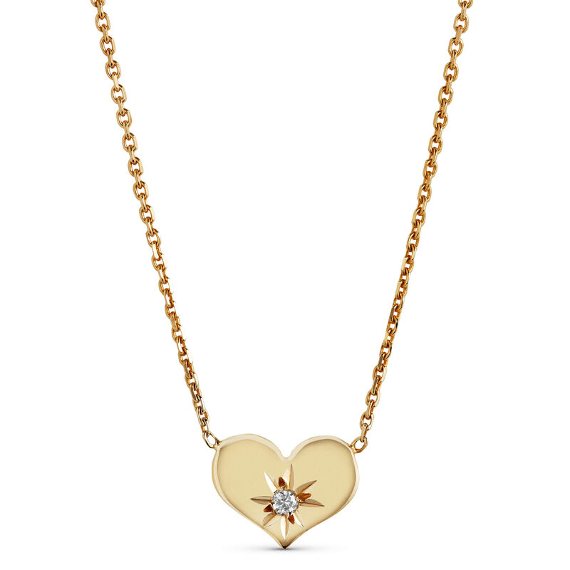Diamond Heart Disc Necklace 14K image number 0