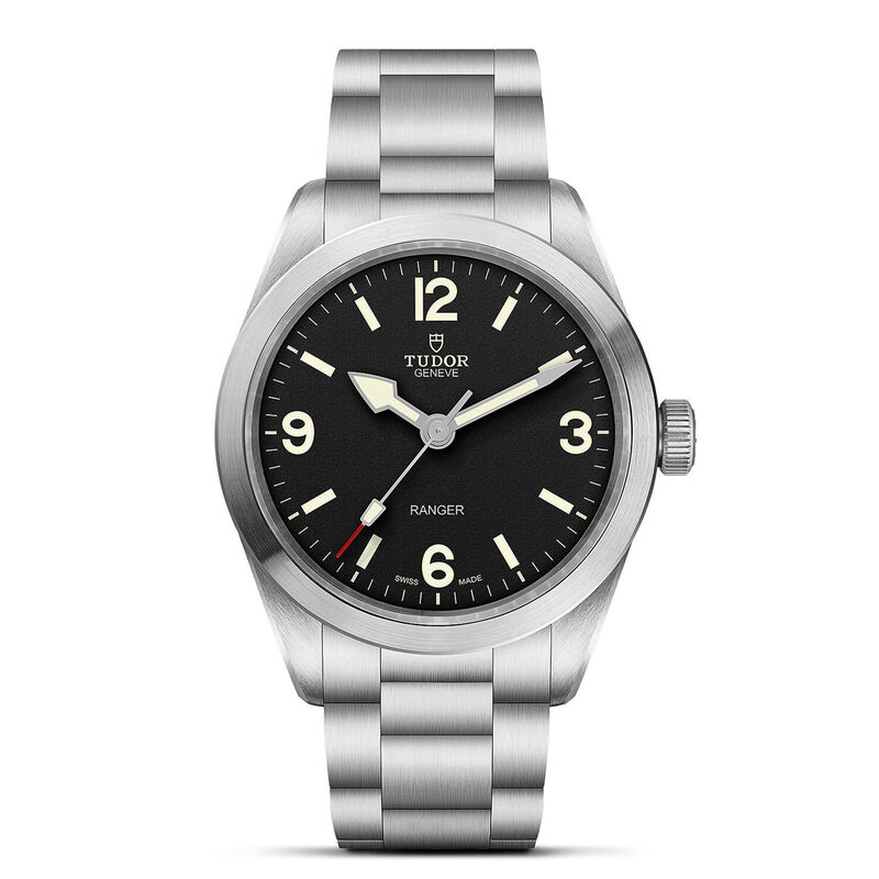 TUDOR Ranger Steel Bracelet Black Dial Watch, 39mm image number 0