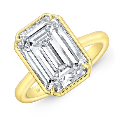 Rahaminov Emerald Cut Diamond Ring, 18K Yellow Gold