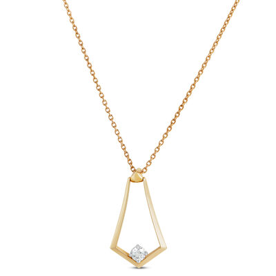 Jade Trau for Ben Bridge Signature Diamond Open Shield Necklace 18K