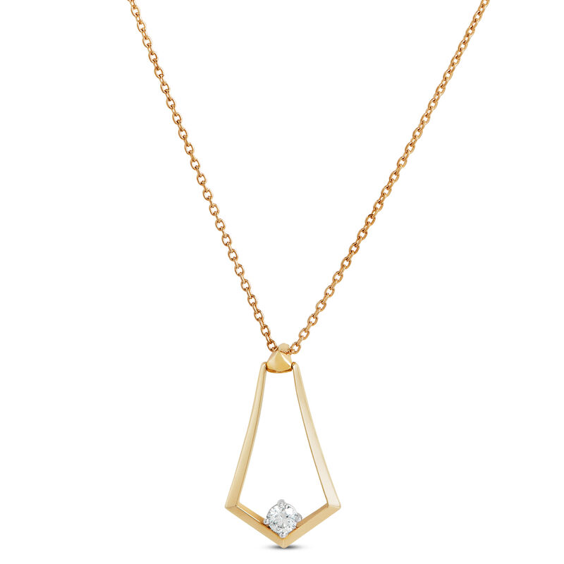 Jade Trau for Ben Bridge Signature Diamond Open Shield Necklace 18K image number 1
