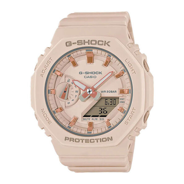 G-Shock Light Pink & Rose Detailed Octagon Bezel Watch, 46.2mm