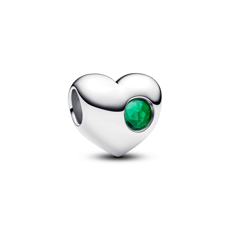 Pandora Engravable Green Stone Heart Charm image number 0