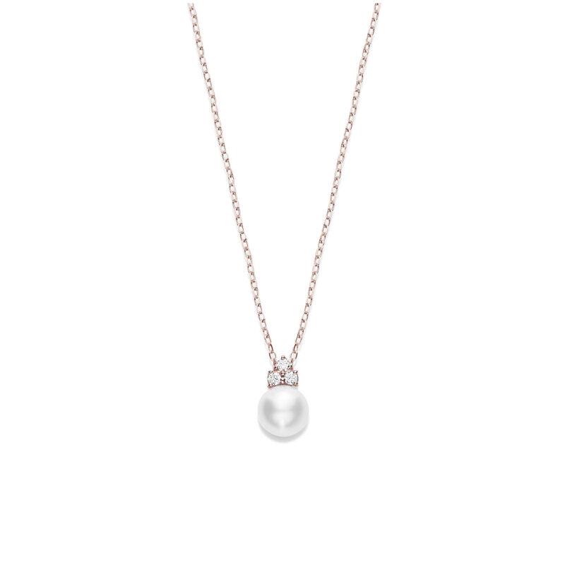 Rose Gold Mikimoto A+ Akoya Cultured Pearl & Diamond Necklace 18K image number 0
