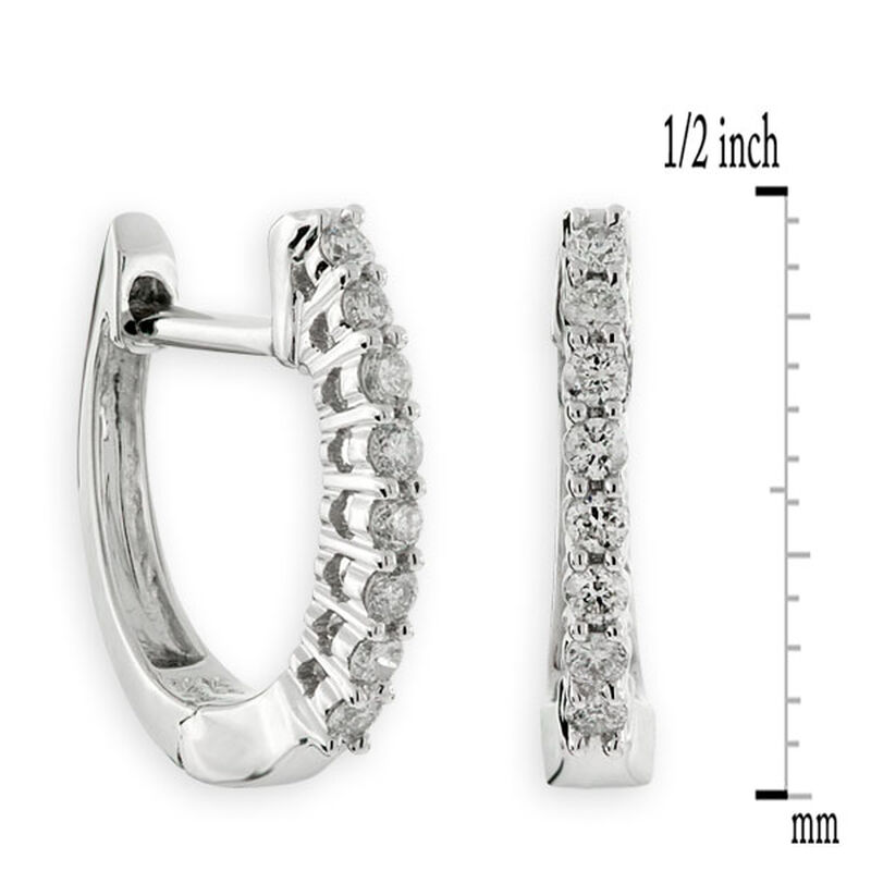 Oval Diamond Hoop Earrings 14K White Gold image number 1