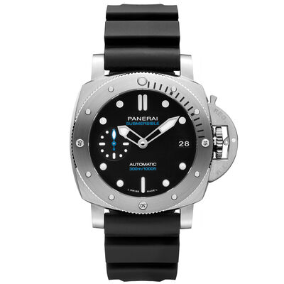 PANERAI Submersible Black Dial Rubber Steel Watch, 42mm