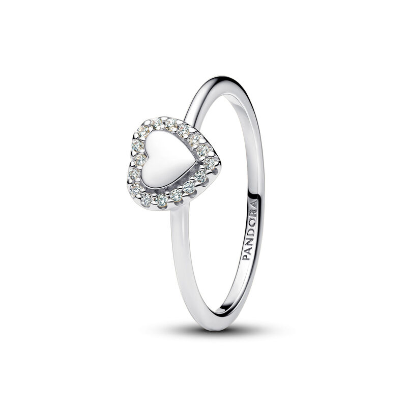 Pandora Engravable Heart Halo Ring image number 0