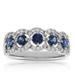 5-Stone Sapphire & Diamond Ring 14K