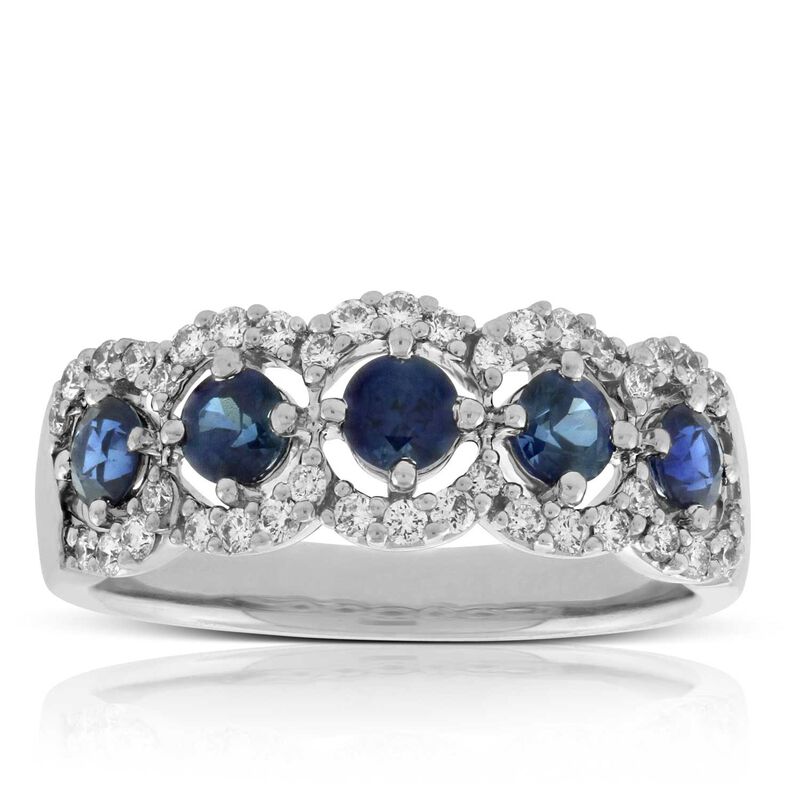 5-Stone Sapphire & Diamond Ring 14K image number 1